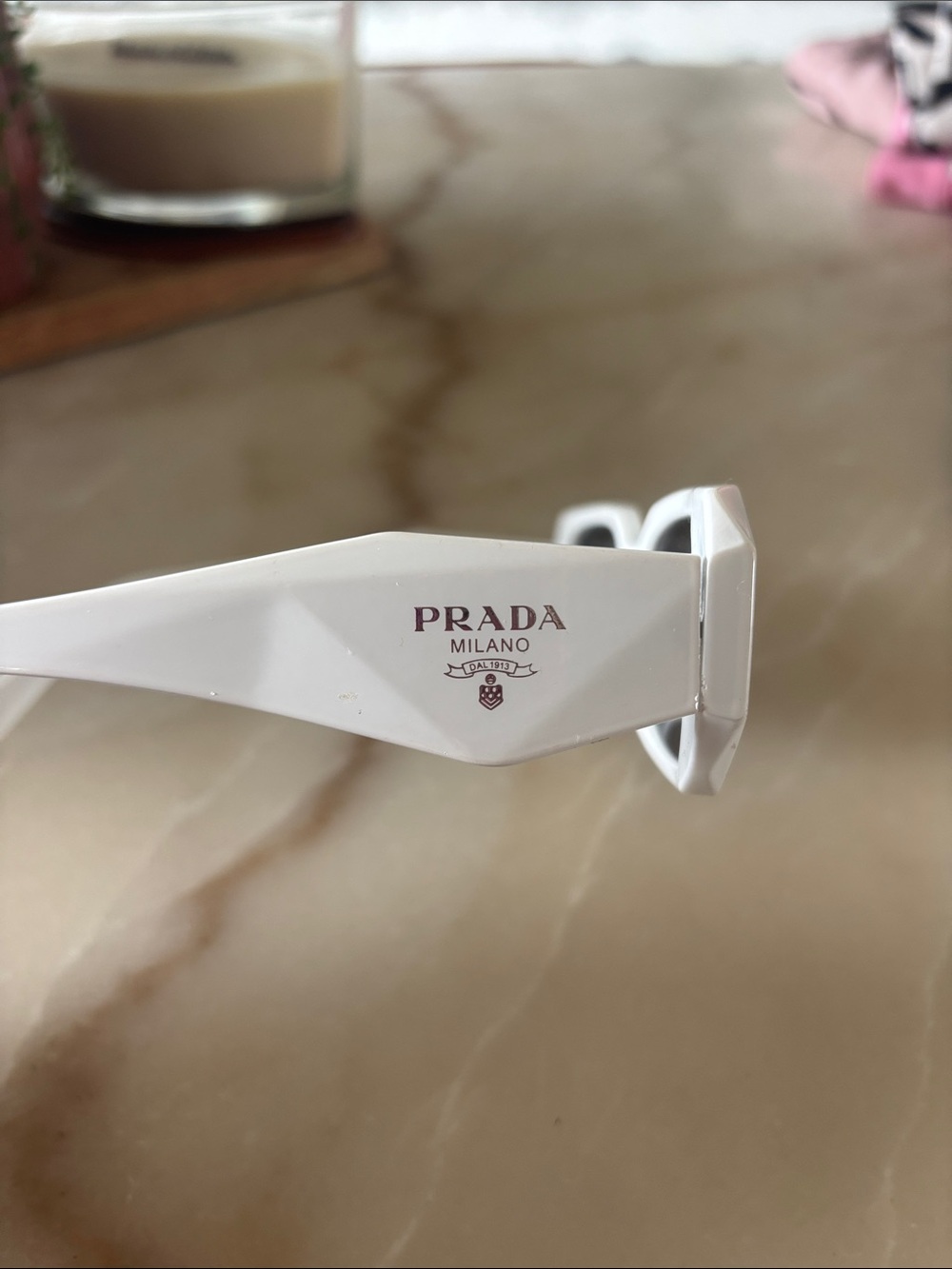 Prada Glossy White Logo Temple Sunglasses - Picture 2 of 8